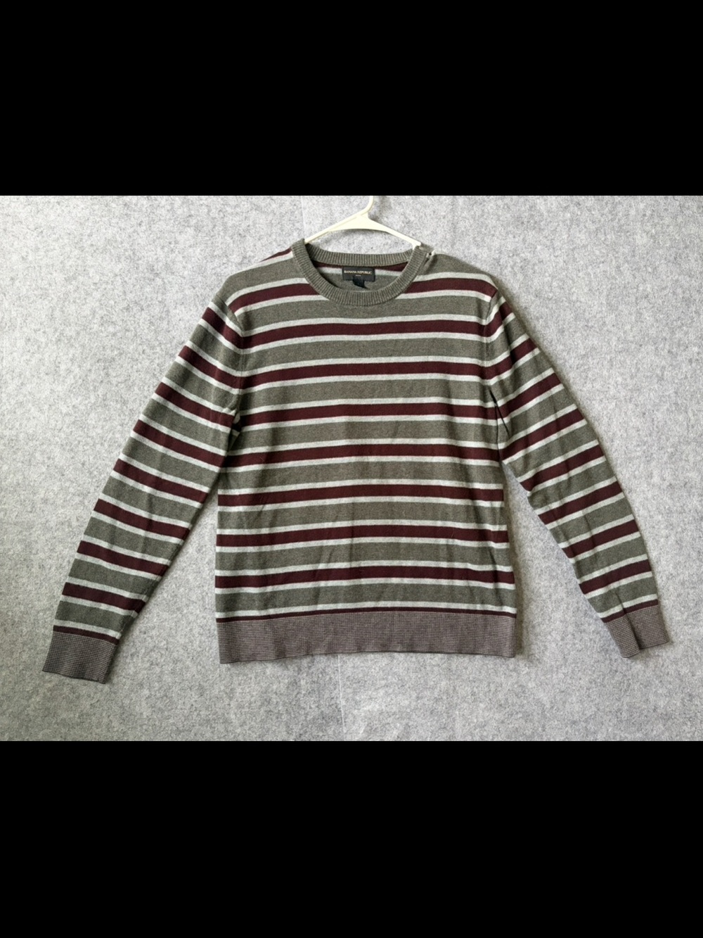 Banana Republic Striped Crewneck Sweater - Gray & Maroon